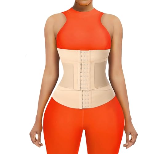 carotoe Entrenador para mujer con control de abdomen, cinturón segmentado de triple envoltura, faja posparto con ganchos, faja posparto, moldeador de cuerpo, Negro, XXL