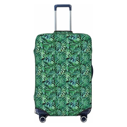 Monstera Leaves Print Luggage Cover For Suitcase,Washable Elastic Travel Suitcase Protector With Zipper Closure And Bottom Buckle – Fits 18-32
