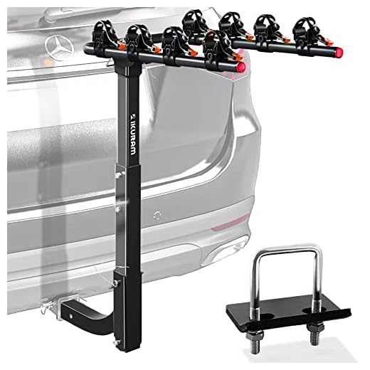 IKURAM 4 Bike Rack Bicycle Carrier Racks Hitch Mount Double Foldable Rack for Cars, Trucks, SUV's and minivans with a 2" Hitch Receiver