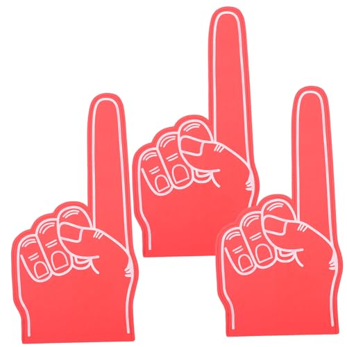 GAROZATION 3stücke Teiliges Schaumstoff Rote Cheerleading Hands Jubelrequisiten Leichte Sportliche Party-tröte Für Festivals Konzerte Stadionfeste Fußballfans