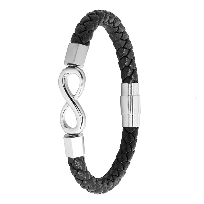 See full amazon price history chart for El Regalo Stainless Steel Infinity Braided Leather Bracelet for Men, Boys- Elegant Infinity Magnetic Clasp Leather Bracelet El Regalo Stainless Steel Infinity Braided Leather Bracelet for Men, Boys- Elegant Infinity Magnetic Clasp Leather Bracelet (B0D76R8V7X) Amazon Price History, Amazon Price Tracker