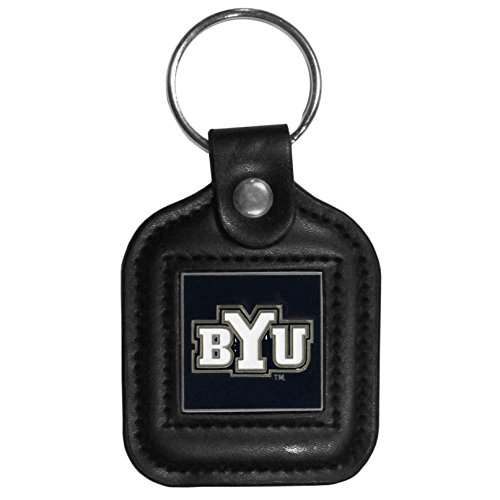 NCAA Siskiyou Sports Fan Shop BYU Cougars Square Leather Key Chain One Size Black