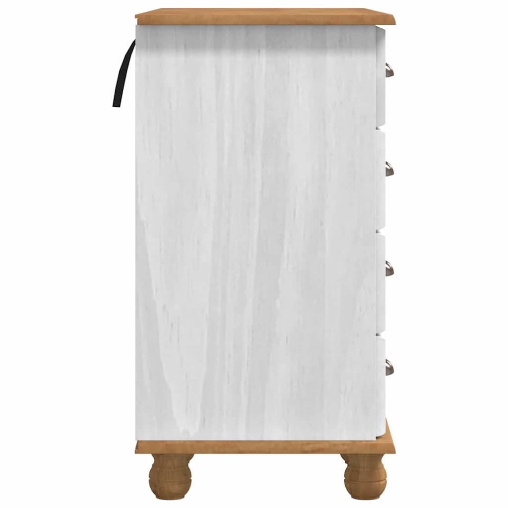 Biurko ASKIM białe lite drewno sosnowe, 95 x 40 x 75 cm, metalowa rama, stabilny stolik komputerowy z szufladami, do gabinetu, domu, biura, stół gamingowy