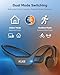 KLKE Open-Ear Bone Conduction Headphones, IP66 Waterproof, Integrated Transducer Running Headphones with Dual Mode, Rear Safety Light, 10H Battery,Advanced Mic for Cycling, Hiking & Outdoor Sports