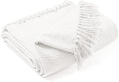 EHC Waffle Cotton Woven Large Sofa Throw 2 Seater Chair/Sofa/Bed 178 x 254 cm, Smoke