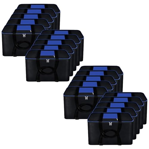 Image of Storage Bags for Blanket, Clothes, Toys and Bed Sheet Cover Bag - Underbed Large Size Black Cover Bags (54 x 46 x 28 cm) (Blue, Pack of 20)