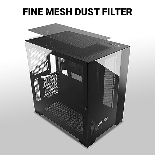 Image of Ant Esports Crystal XL Mid-Tower Computer Case /Gaming Cabinet - Black | Support ATX, Micro-ATX, Mini-ITX