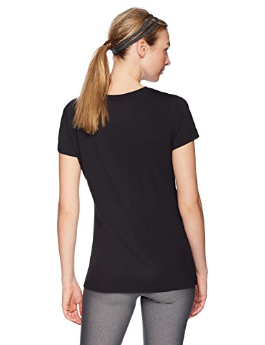 Amazon Essentials Women's 2-Pack Tech Stretch Short-Sleeve Crewneck T-Shirt, -black/black, Medium