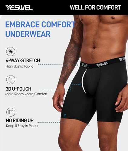 Men's Underwear Boxer Briefs, Cool Viscose Made from Bamboo, Moisture Wicking Breathable Soft Comfort Pouch 4 Pack3