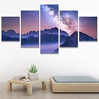 SIGNWIN 5 Panel Canvas Wall Art Modern Art Astronomy & Space Cosmic Decorative Elements Dramatic Multicolor Photography for Home Decorations Ready to Hang - 60