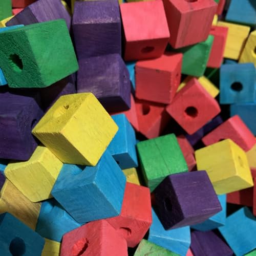 Bird Toys, Wood Wooden Colored 100pcs Parrot Toys, Multicolored Natural Wooden Blocks,African Grey Parrots, Macaws, Cockatoos, Parrot chew Toys - image 8