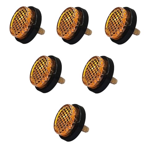 Image of Motorcycle License Plate Bolts and Nuts, 6 Pcs Mini Reflector Tag Screws, M5 Round Reflective Fasteners for Motorcycle License Plate Bracket, Bicycle, Car, and Trailer - Yellow