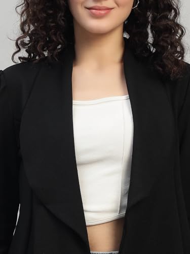 Image of Cotton Blend Women's Single Breasted Relaxed Fit Shawl Collar 3 /4 Sleeve Blazer