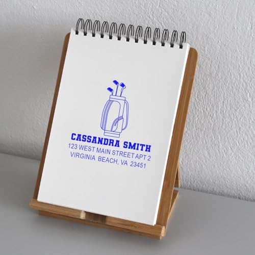 Image of Custom Made Slim Pre Inked Rubber Stamp Sleek Golf Caddy - Business Stamp | Golf Club Stamp. Slim Pre Inked Stamp. Choice of 5 ink colors. Nothing preset. 3 lines of custom text. Refillable reservoir.
