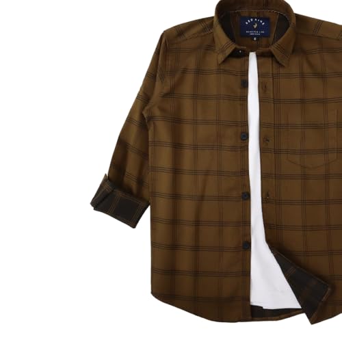 Image of Rocket Science Boy's Casual Regular-Fit Cotton Checked Long Sleeves Shirt.