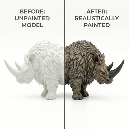 Image of Unscroo DIY 3D Model Painting Kits - Dinosaurs, Ice Age Animals & Unicorns - 3D Printed Art & Craft Hobby Gift for Kids, Teens & Adults - Return Gift Sets (Wolly Rhino Single)