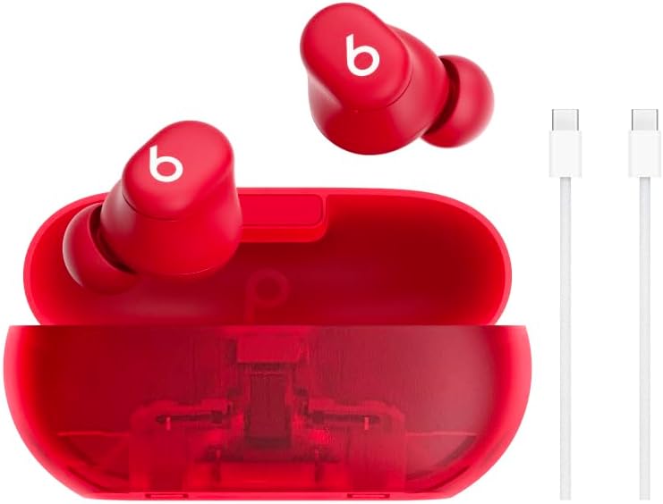 Beats Solo Buds - True Wireless Earbuds with USB-C Charge Cable (1m) - Transparent Red