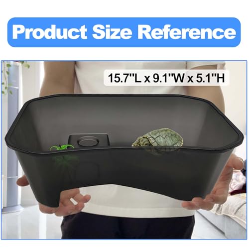Image of Hamiledyi Turtle Tank Aquarium,Reptile Habitat,Turtle Habitat Terrapin Lake Reptile Aquarium Tank With Platform Plants For Crayfish Crab (Black)