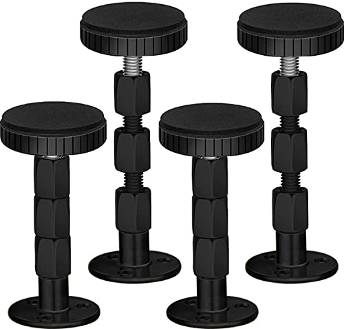 Adjustable Threaded Headboard Stoppers/Bumper Against Wall 4 Pack Behind Bed Frame Protector Antishake Tool Bed Shake Support Stabilizer Device for Anti-Knocking Banging Metal (Black 27-114mm)