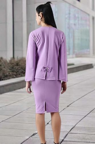 Image of POPWINGS Casual Solid Shrug and Knee Length Skirt Formal Co-Ord Set for Women - Stylish Western Two Piece Summer Work Dress