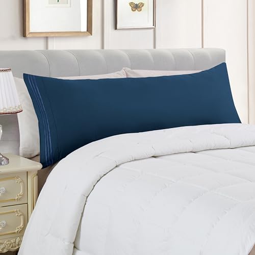 Image of Elegant Comfort Luxury Ultra-Soft 1-Piece Body Pillowcase - 1500 Premium Hotel Quality Microfiber Double Brushed - Wrinkle Resistant, Body Pillowcase Size, Navy Blue