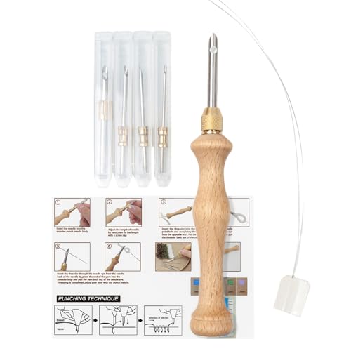 Generico Suministros De Punch Needle - Aguja Mágica Con Mango De Madera,Herramienta Ajustable Para Ganchillo Con Arte Alfombras Costura Proyectos Navideños Principiantes Adultos