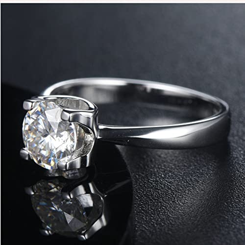 Bague Solitaire Argent Véritable en Forme de Cœur d'une Finition Joaillerie - 5