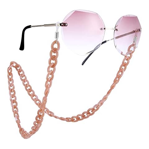EUEAVAN Face Mask Holder Chain Fashion Acrylic Glasses Chain Sunglasses Chain,Women Men Children (Shrimp Red) Cover