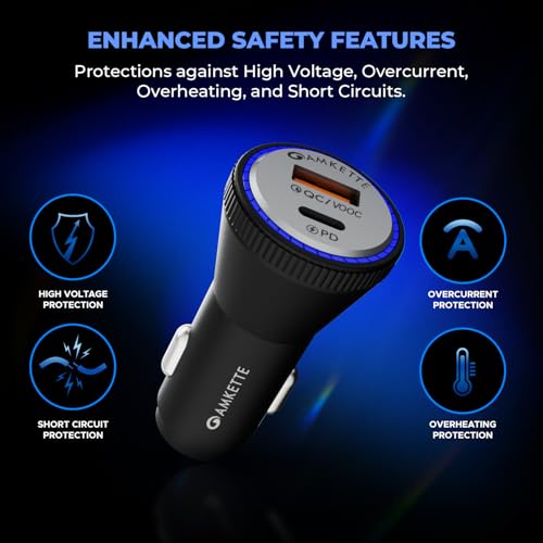 Image of MOZEN by Amkette 81W Car Charger Type C 45W PD + USB-A 36W QC Dual Port Car Charger | Metallic Grey ABS Build with Safety Protections | Multi-Device Compatible for Smartphones, Tablets & Laptop