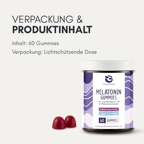 Gumtamin Sleep Melatonin Gummibärchen, 1mg, zuckerfrei – Ansicht 5