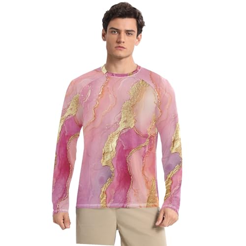 Marble Rose Gold Hot Pink Shirts Summer UPF 50+ Classic Crew Neck Round Neck UV Sun Protection Running