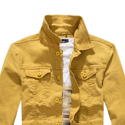 JEKE-DG Men's Button Down Vintage Jean Jacket Comfortable Classic Denim Jacket Trucker Casual Slim Fit Jacket Coat3