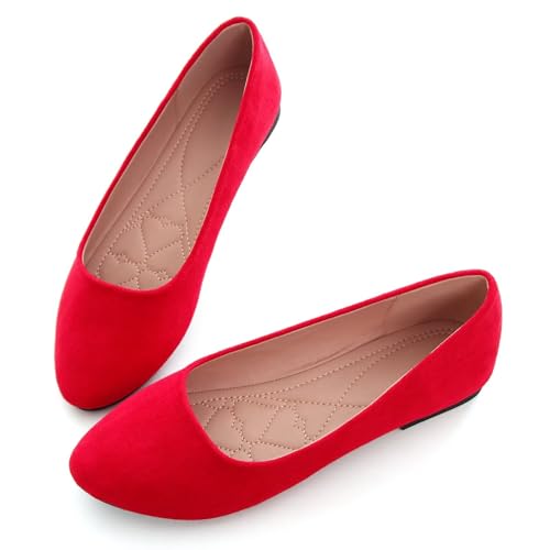 Image of Dear Time Women's Flats Comfortable Slip On Ballet Flats Soft Solid Casual Shoes