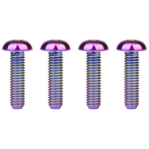 Image of Titanium Bolt M4x6 8 10 12 15 20mm Hex Head Screws for Bicycle Pack of 4 (Rainbow, M4x15mm)