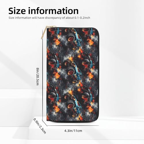 Wallet Women - Blue Truck Print Leather Wallet Large Capacity Bifold Long Ladies Wallets With Zipper2