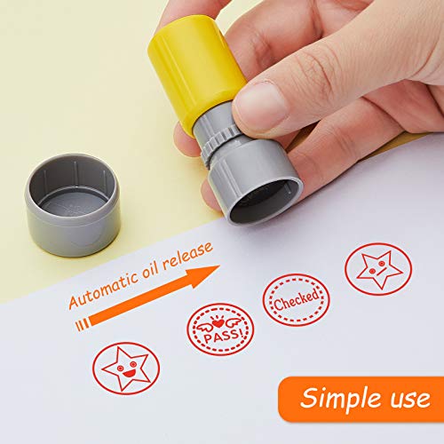 8 Pieces Teacher Self-Inking Rubber Stamps Mood Expressions and Comments Photosensitive Teacher Review Stamps for Kids Education Review School Prizes (All Red Ink) - Image 4