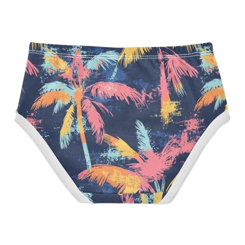 ZZKKO Palm Tree Graffiti Color Girls Underwear Toddler Panties for Girls Comfort Brief Size 2T-8Y2