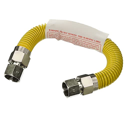 Gas Connector Kit 24 inch Yellow Coated Stainless Steel, 3/8” OD Flexible Gas Hose Connector for Gas Log and Space Heater, 1/2" FIP x 1/2" FIP Stainless Steel Fittings, 24” Gas Appliance Supply Line -  Highcraft, GUHD-ZD14-24C