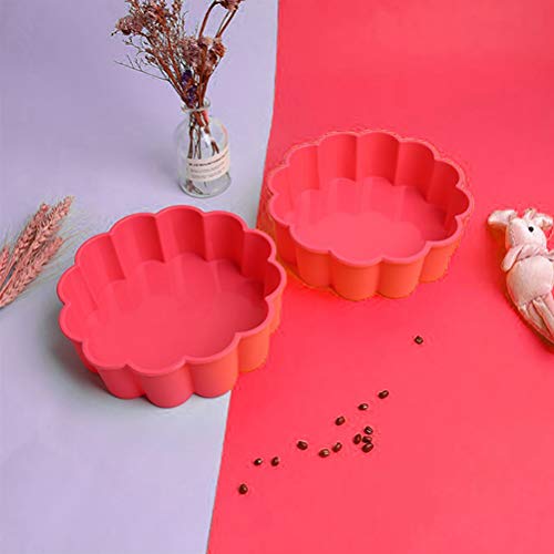 RASTKY Silicona 2 Piezas Moldes para Pasteles de Quiche Redondos Antiadherentes para Té o Picnic, Moldes para Hornear Fáciles de Limpiar para Mini Tartas de Queso - Silicona Roja 20 X 5,8 Cm, 2 X de