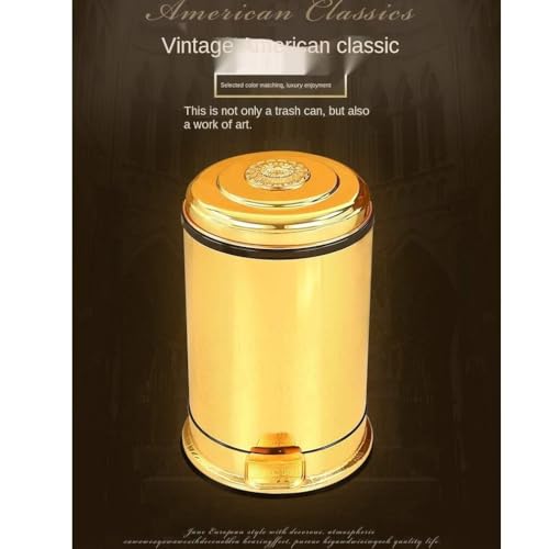 Caneca de basura metálica con pedal dorado 6L miniatura 4