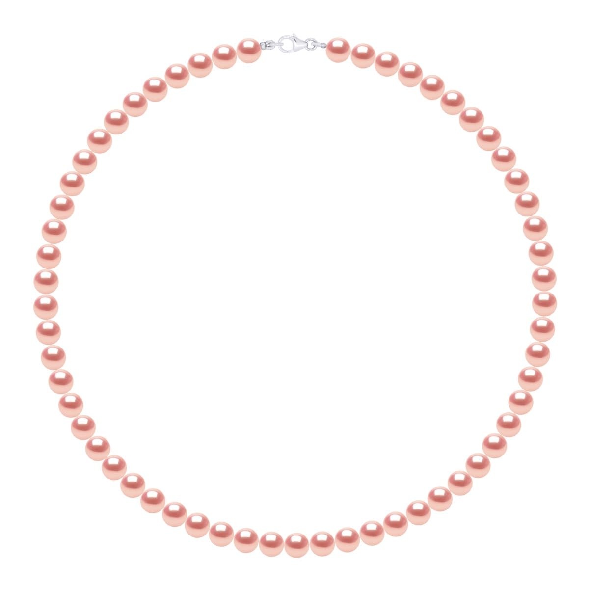 Pearls & Colors - Collana vera perla coltivata d'acqua dolce, rotonda, qualità AAA+, argento 925 millesimi, gioiello da donna