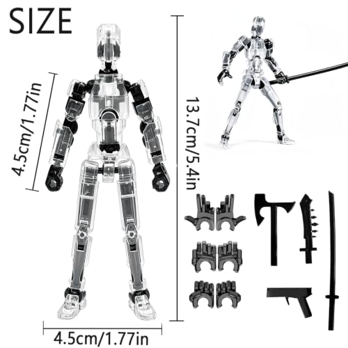 Image of DANONI Titan 13 Action Figure, Lucky Robot Action Figures,Creative 3D Printed Action Figure,Multi Jointed Action Figures Desktop Decorations for Kids Adult(Transparent-Assembly Completed)