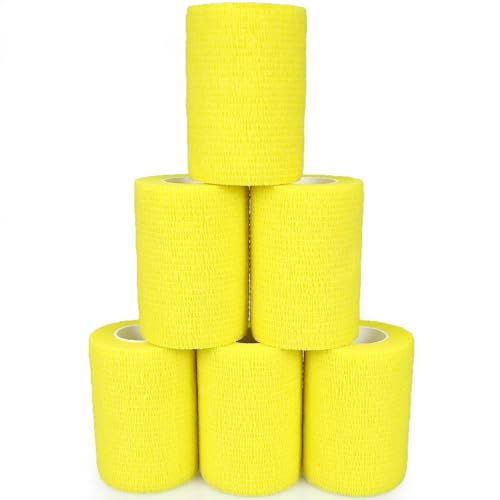 KEQCQE 自着性伸縮包帯 弾力包帯粘着包帯テーピング バンテージ ペット 犬 猫防水不織布 関節サポート 伸縮性 通気性 6巻入