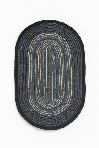 Image of AAZEEM Oval Braided Entryway Rug, Farmhouse Kitchen and Floor Mat for Indoor /Outdoor Use, Door Mat with Anti-Slip Pads for High Traffic Areas, Rug Without | Multicolor|Pack of 3|