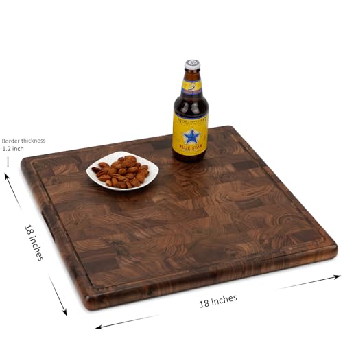 Tabla de cortar cuadrada de madera nogal 45x45 cm miniatura 2