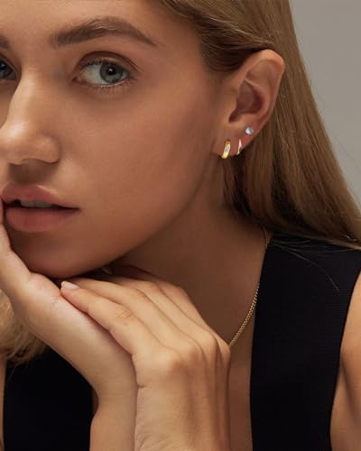 WEDDINEN 925 Sterling Silver Small Hoop Earrings for Women 18K Gold Plated Cubic Zirconia Huggie Hoop Earrings Dainty Hypoallergenic Earrings4