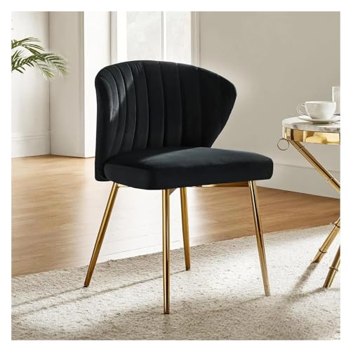 Chaise d'appoint touffetée en velours noir avec pieds design