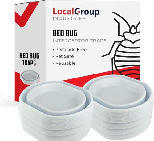 Trampa para chinches de cama, 8 unidades, interceptores ecológicos para patas de cama, detector de insectos, interceptor y monitores para interior del hogar (blanco)
