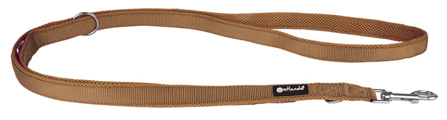 Petlando Hundeleine 3m Mesh, weich gepolstert, atmungsaktiv, leicht & robust, Führleine 3 Fach verstellbar mit Karabiner, Freihandleine, Umhängeleine, Leine für mittelgroße Hunde, Cognac 300x2,5cm