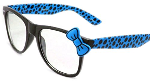 Hello Kitty Polka Dots Wayfarer Clear Lens Glasses Nerd Retro 80's Blue